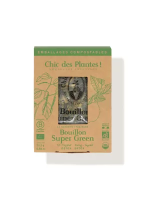 Bouillon bio de légumes verts détox brocoli spiruline - Super Green - Boîte 12 sachets