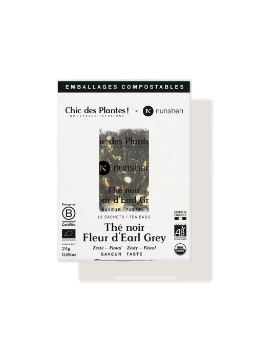 Thé noir bio Fleur d'Earl Grey - boîte de 12 sachets