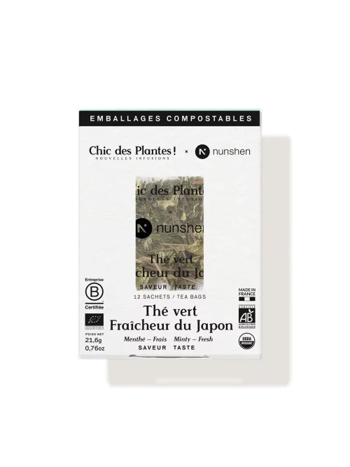 Thé vert bio menthe fenouil - Fraîcheur du Japon - Boîte 12 sachets