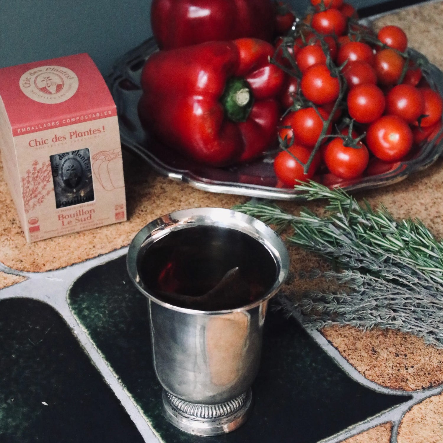 Bouillon bio provençal Le Sud poivron rouge tomate romarin sachet