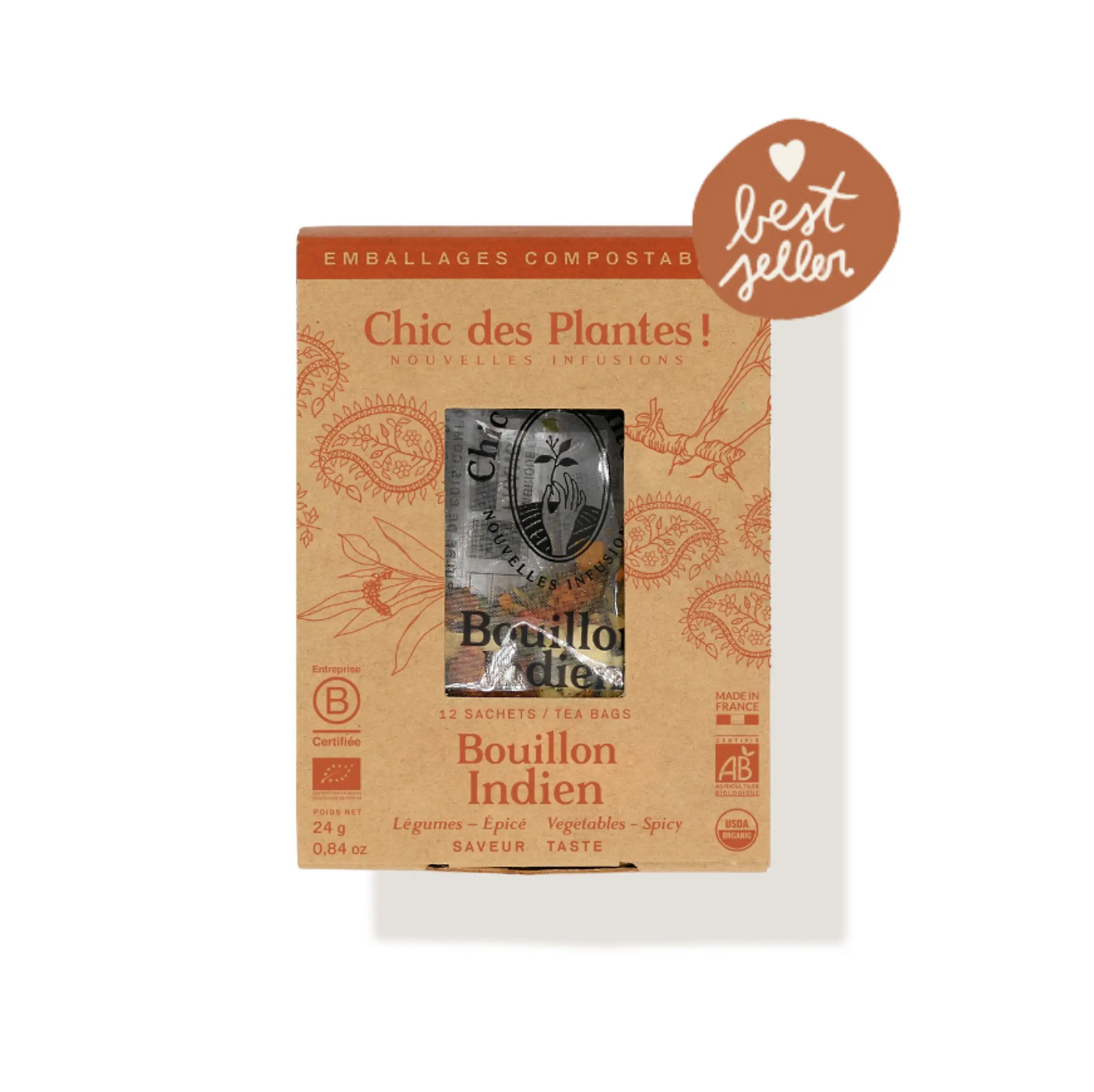 Bouillon bio indien cumin curcuma curry boîte 12 sachets 