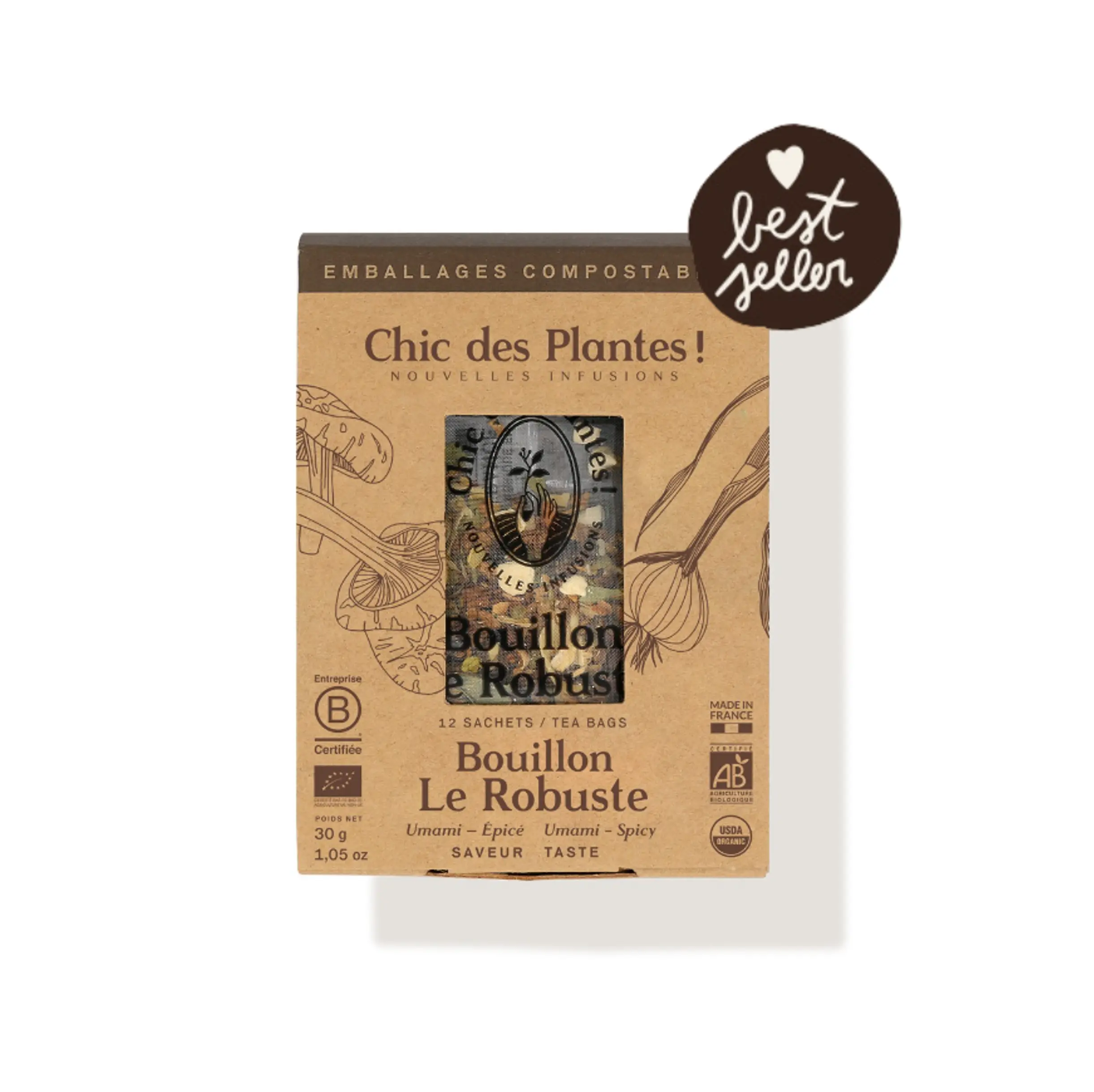 Bouillon bio japonais Le Robuste radis noir frêne shitake boîte 12 sachets #12-sachets