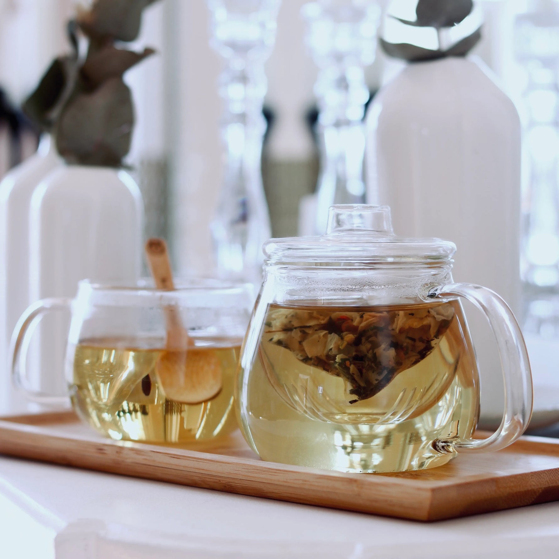 Duo tasse à thé et théière en verre thés et infusions