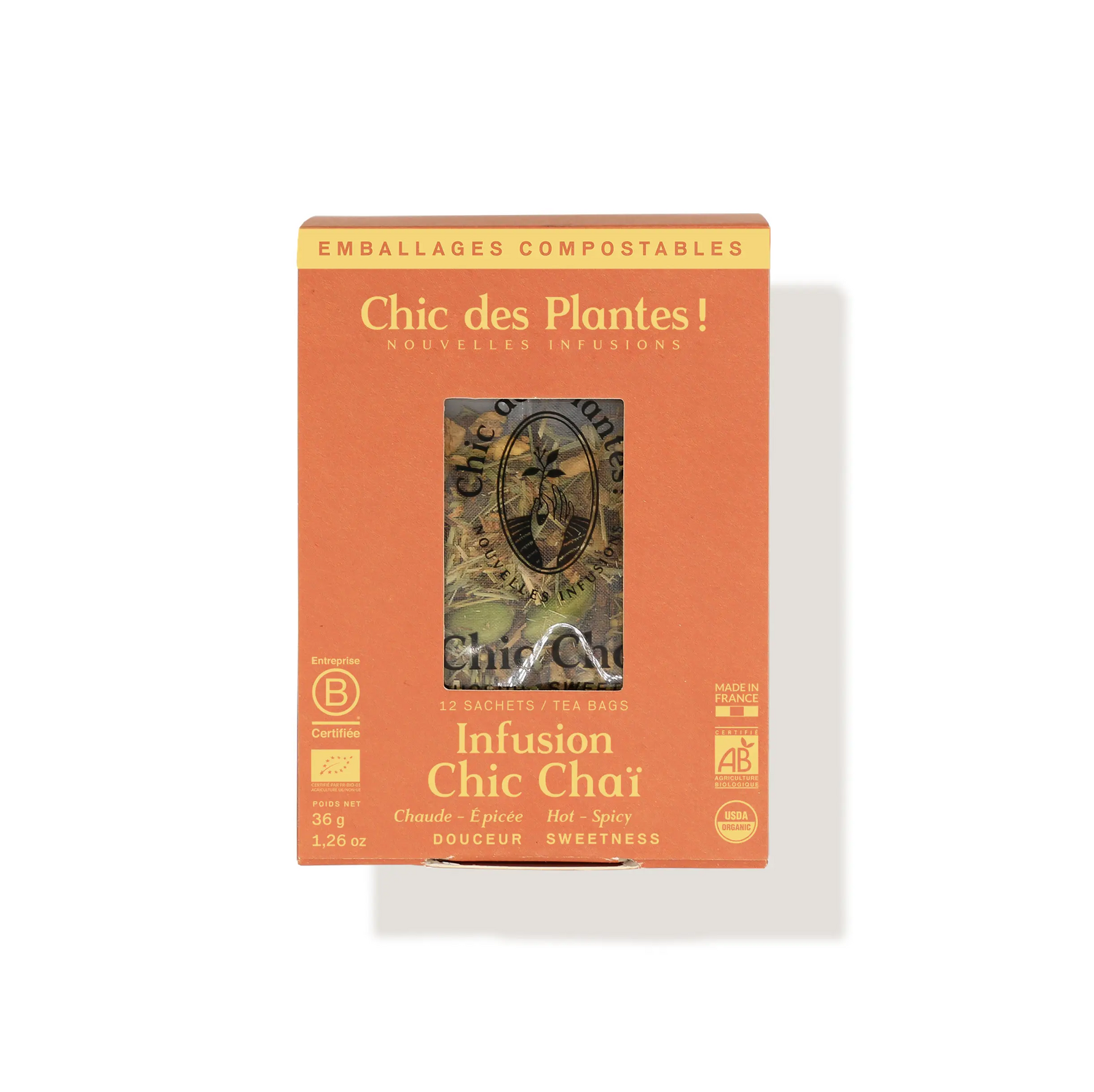 Infusion bio Chic Chaï épices d'Inde cannelle cardamome gingembre boîte 12 sachets 