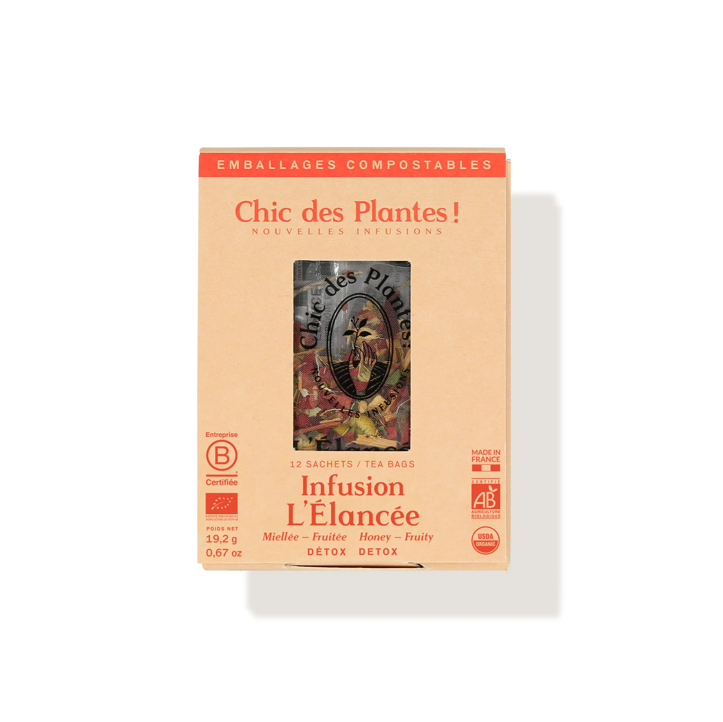 Infusion bio L'Élancée drainante vigne rouge frêne tilleul camomille boîte 12 sachets #12-sachets