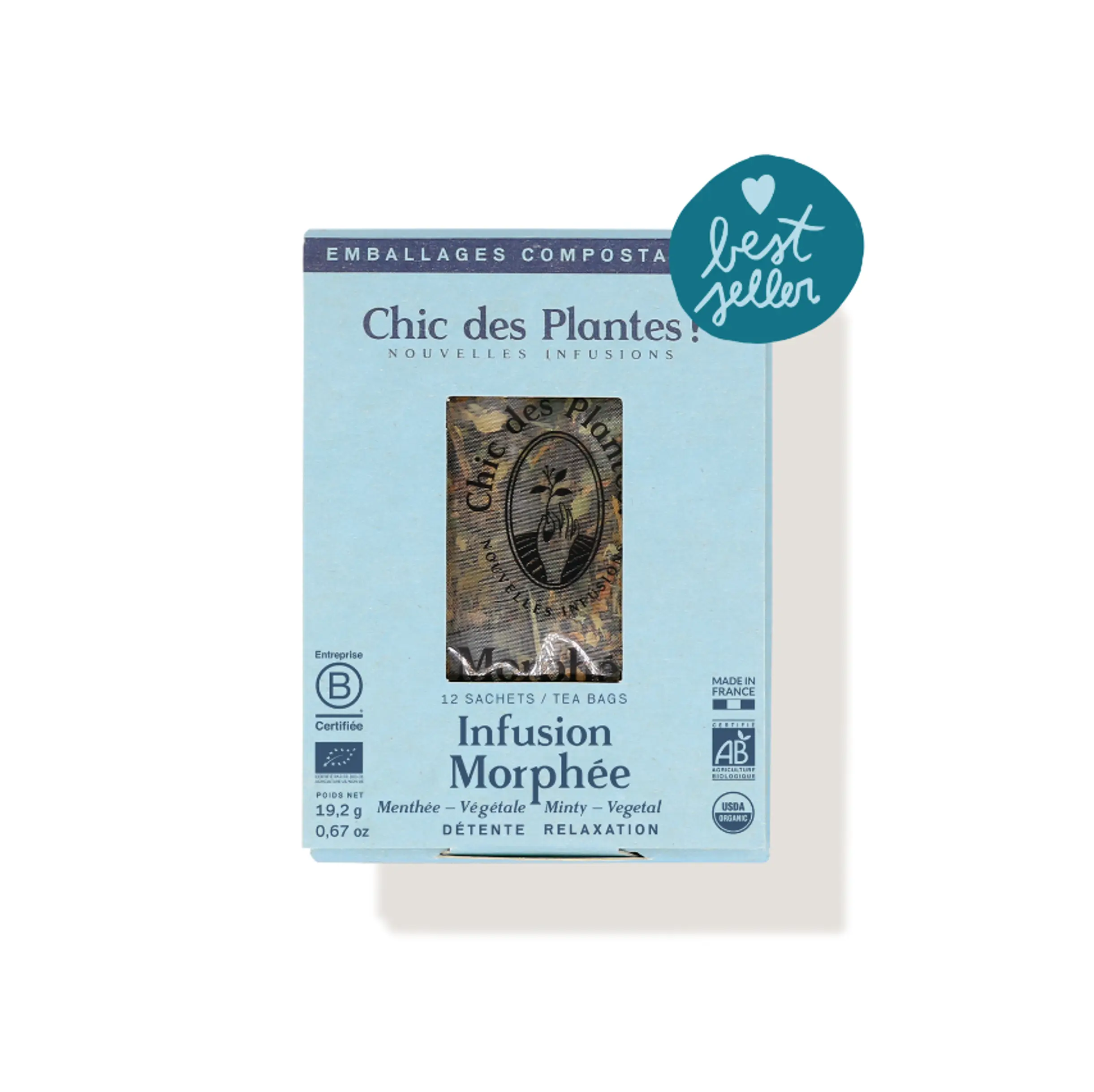 Infusion bio Morphée sommeil tilleul menthe fleur d'oranger boite 12 sachets #12-sachets