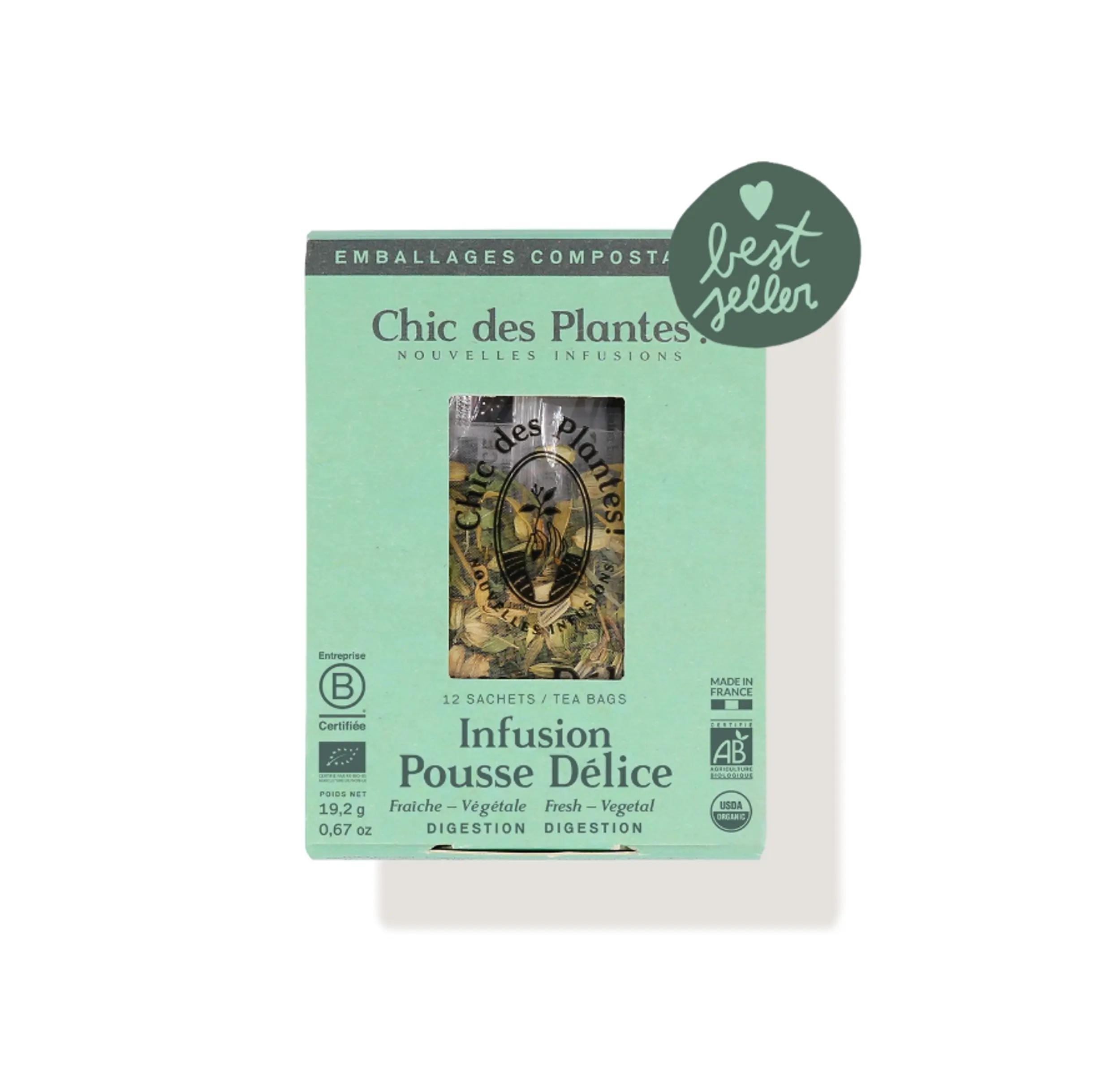 Infusion bio Pousse Délice digestion verveine romarin fenouil boîte de 12 sachets #12-sachets