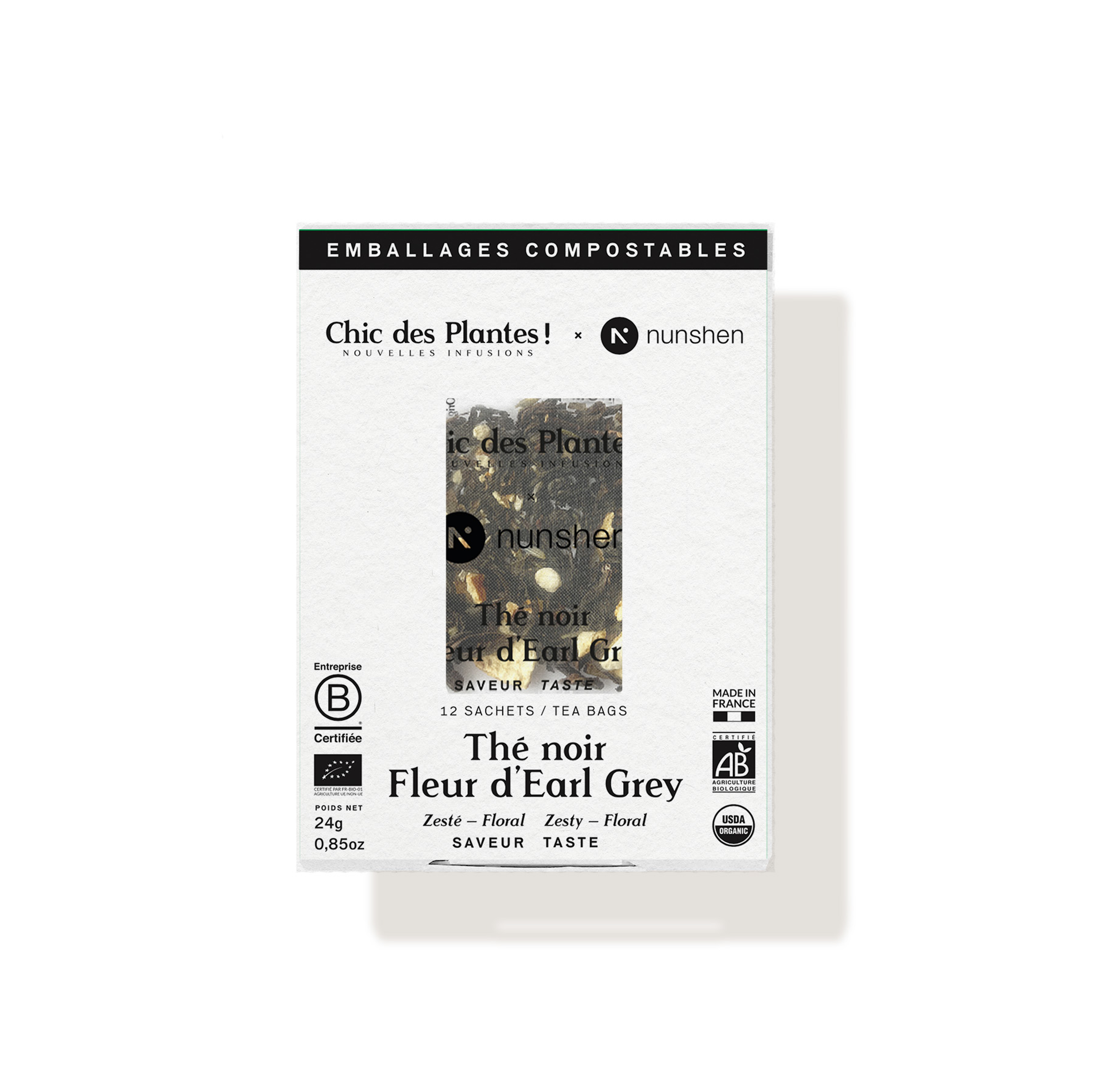 Thé bio Fleur d'Earl Grey bergamote orange lavande boîte 12 sachets #12-sachets