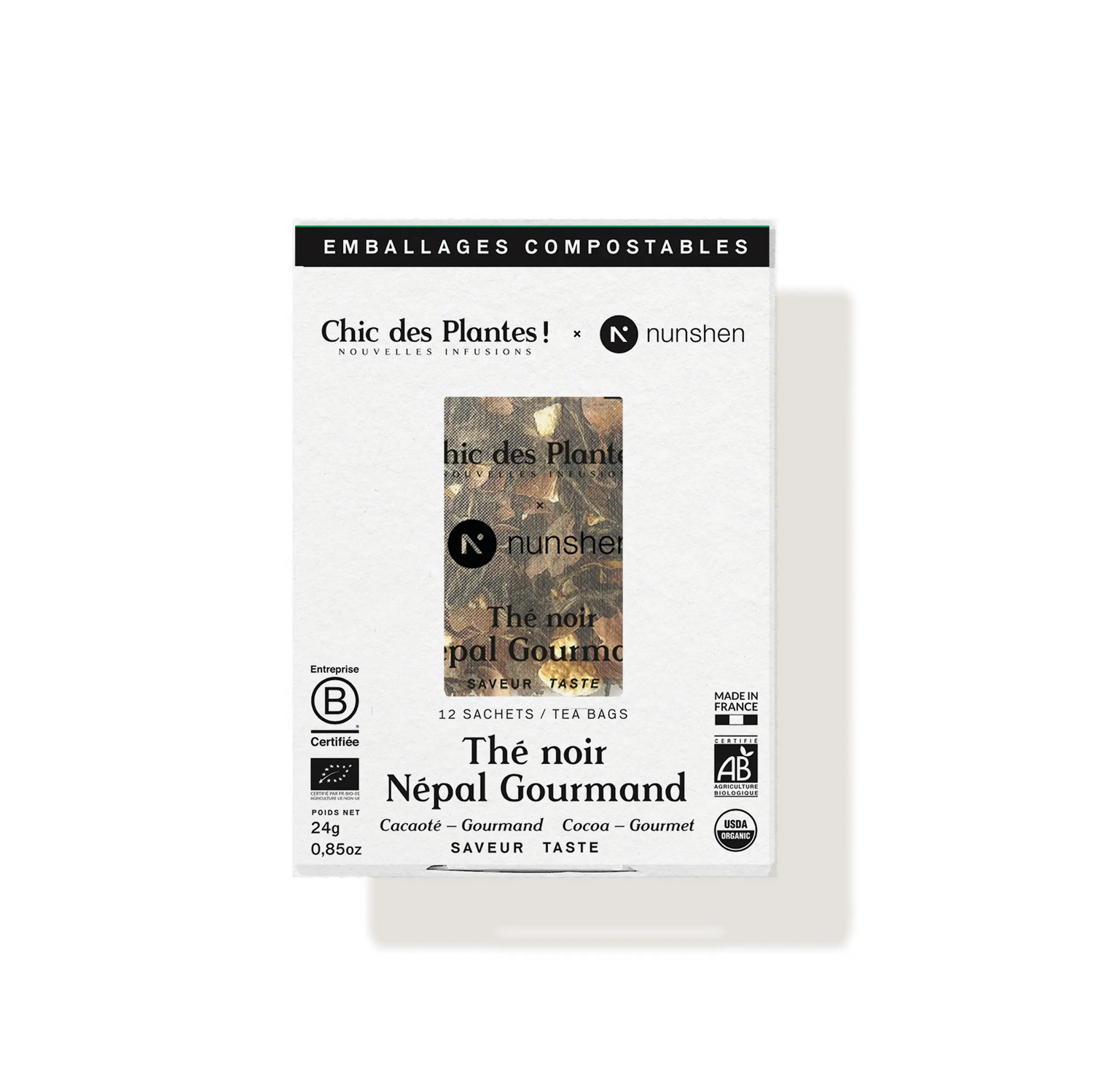 Thé noir bio Népal Gourmand cacao orange boîte 12 sachets 