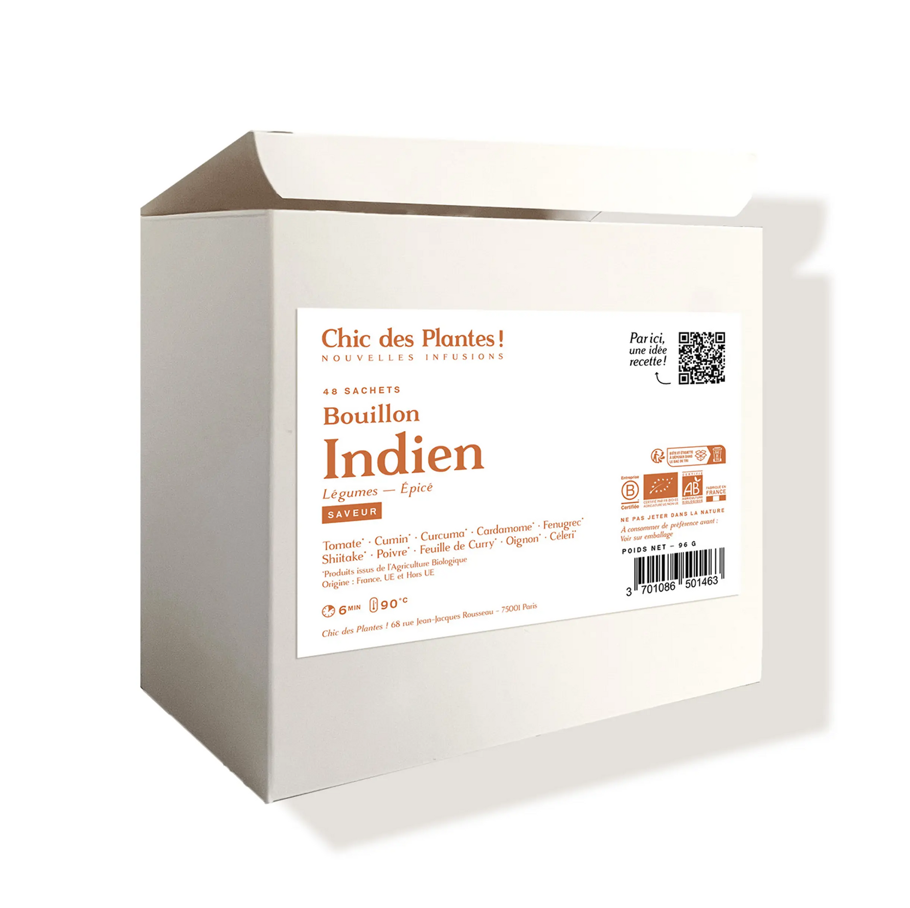 Bouillon bio indien cumin curcuma curry boîte 48 sachets 