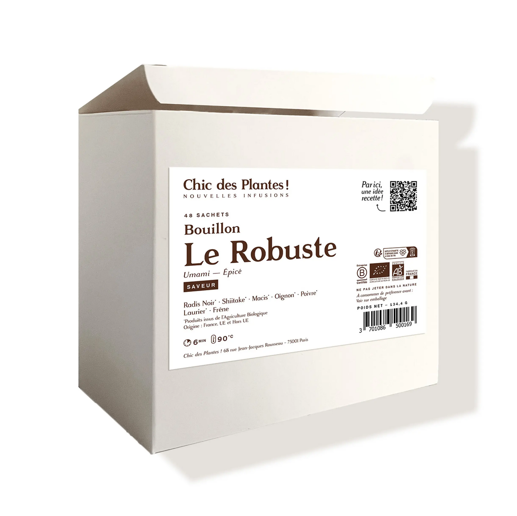Bouillon bio japonais Le Robuste radis noir frêne shitake boîte 48 sachets 