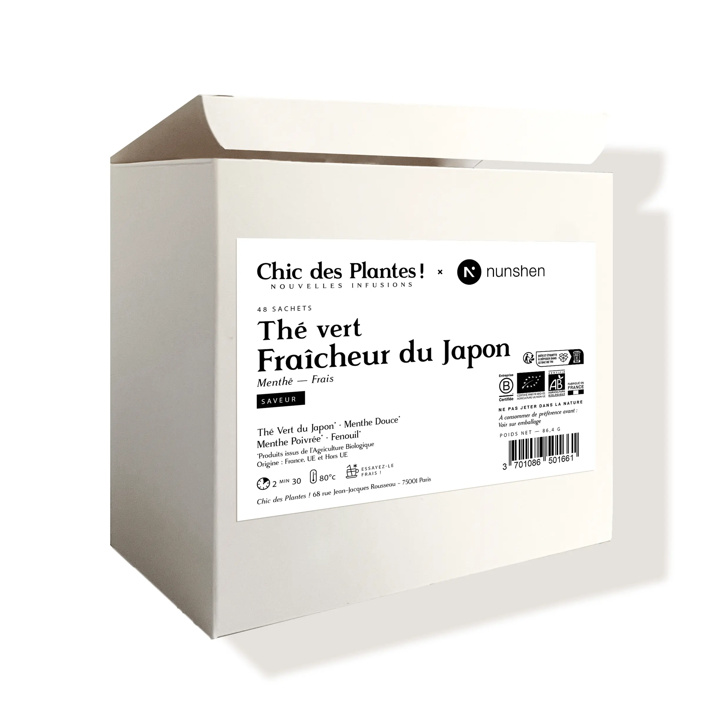 Thé vert bio du Japon menthe fenouil boîte 48 sachets #48-sachets