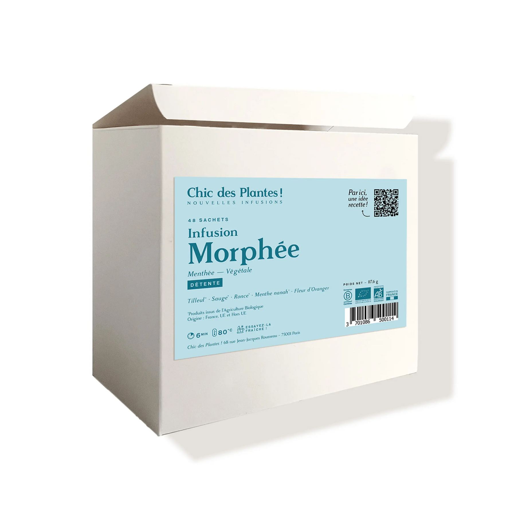 Tisane bio Morphée sommeil tilleul menthe fleur d'oranger boîte 48 sachets 
