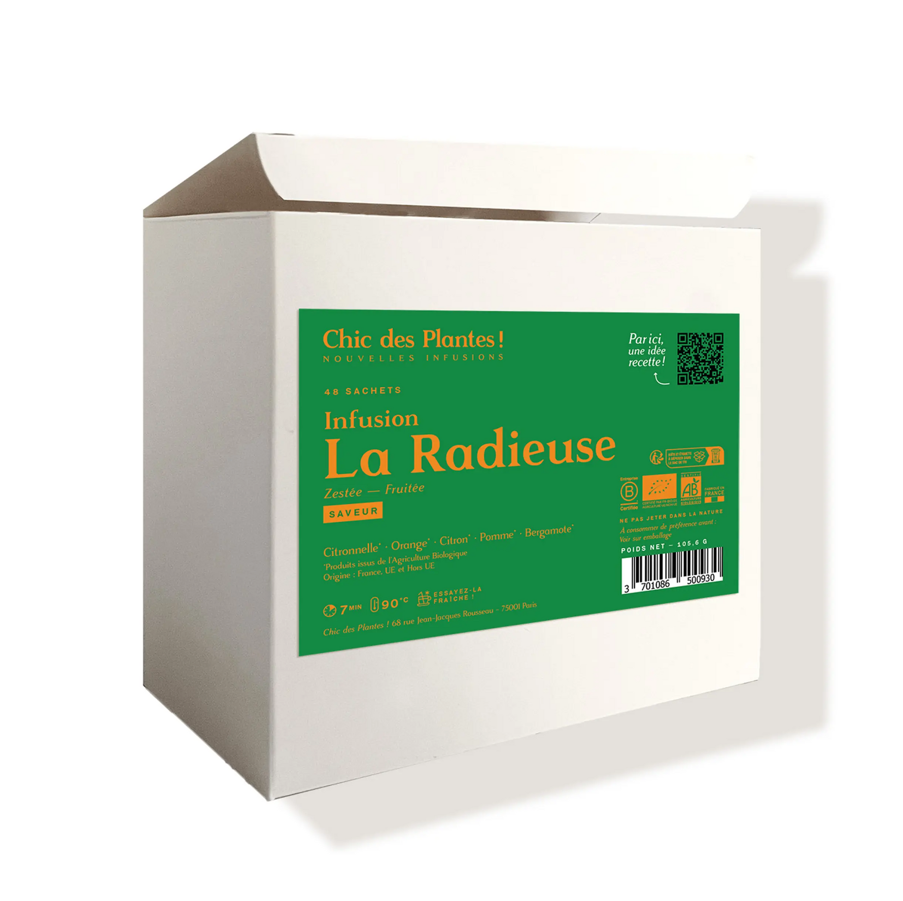 Tisane bio La Radieuse citronnelle citron bergamote boîte 48 sachets 
